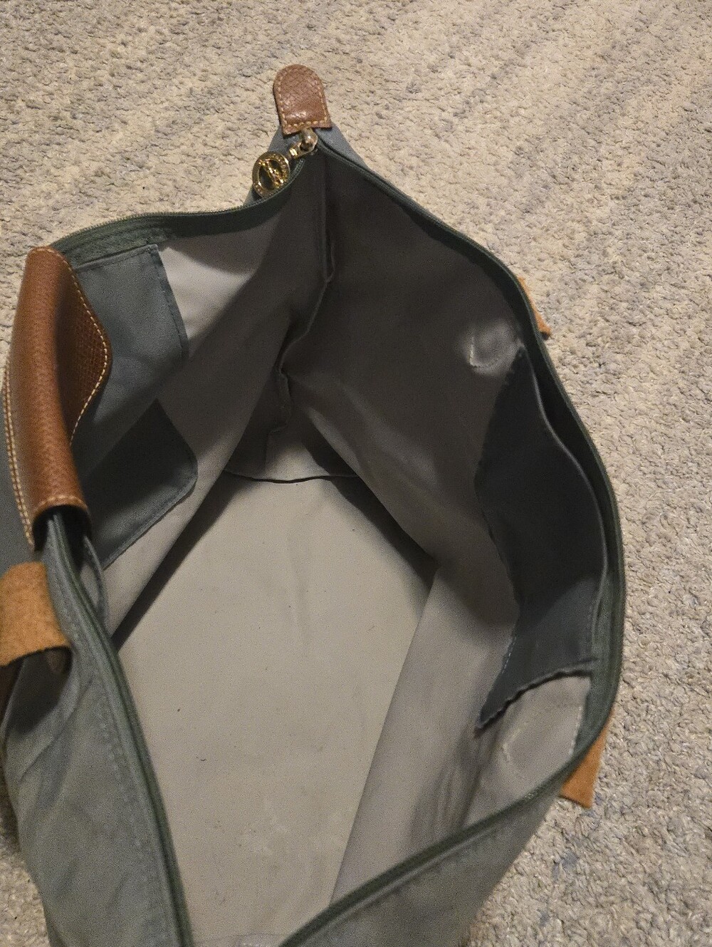 Longchamp Le Pliage Large Tote Bag Grey Blue Nylon Shoulder Shopping Travel L - Picture 13 of 15
